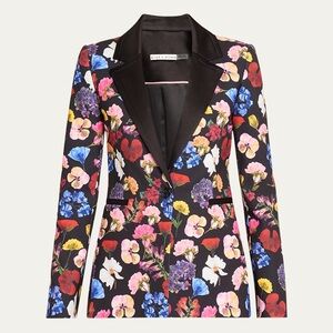 Alice + Olivia Multicolor Floral Blazer with Black Lapel